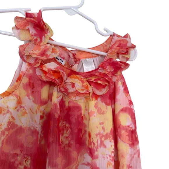 Blueberi Boulevard Pink Yellow Flowy Dress Floral Sleeveless Toddler Girl 4T - Picture 2 of 10